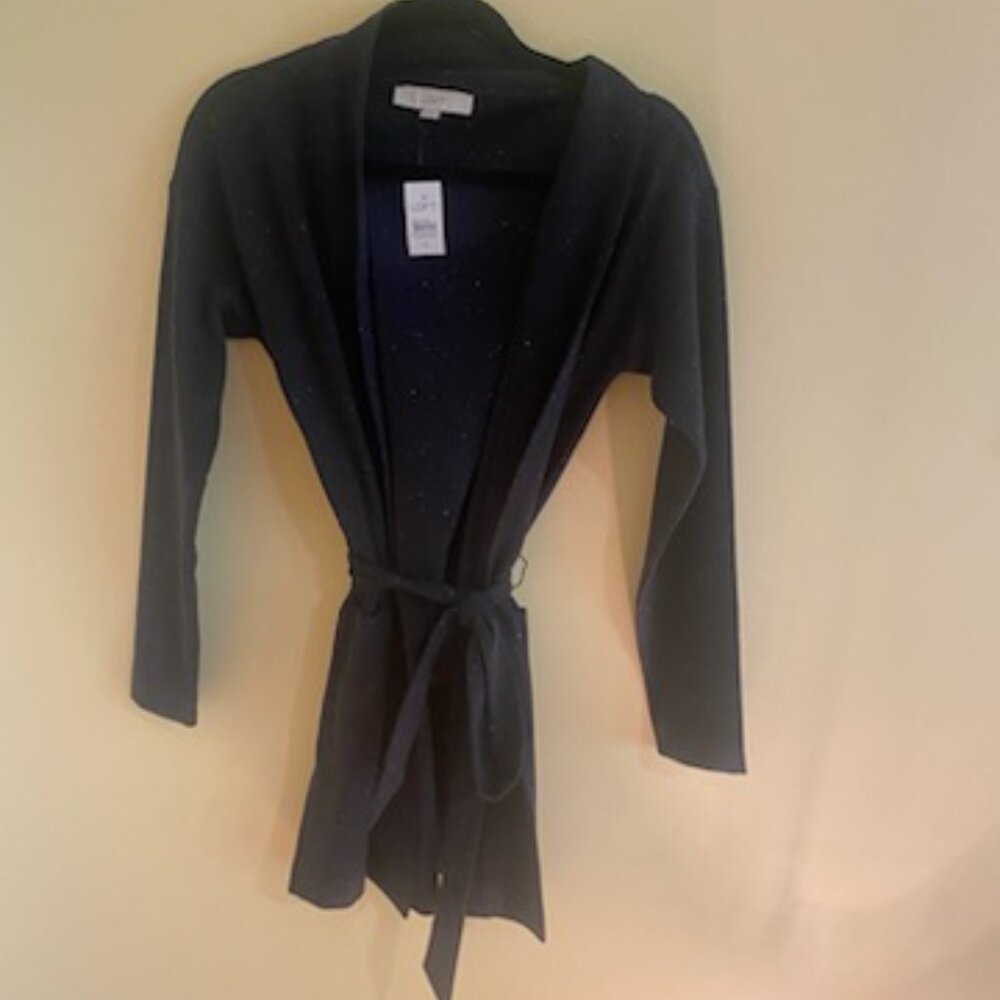 LOFT Specked Jacket/Trench Coat Color Black and White Size X-Small NWT